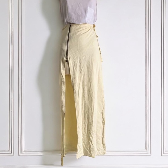 Cream Maxi Skirt with High Slit - Picture 5 of 5